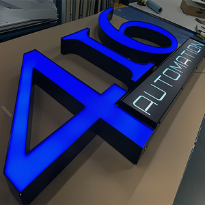 Letras <span class=keywords><strong>de</strong></span> Canal con Borde Rojo Personalizadas, Letrero Luminoso <span class=keywords><strong>de</strong></span> Doble Cara en Acero Inoxidable con Recubrimiento en Polvo, Letrero 3D Azul y Amarillo para Exteriores - Product Image 2