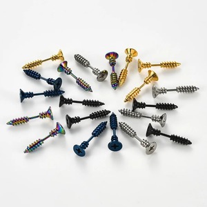 1 Paire de Boucles <span class=keywords><strong>d</strong></span>'Oreilles Punk en Acier Inoxydable, Clous Anti-Allergiques Unisexe, Piercing à Vis Croisées, Bijoux, Cadeaux pour Fêtes et Anniversaires - Product Image 4