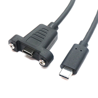 Câble de transfert de données haute vitesse USB Type C mâle droit vers Type C femelle avec fixation par vis sur panneau