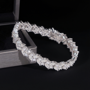 Bracelet Moissanite de 9mm en argent sterling 925 glacé personnalisé, coupe marquise, passe le test de diamant, chaîne de <span class=keywords><strong>tennis</strong></span> VVS pour femme - Product Image 1