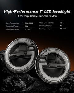 Phare LED de 7 pouces pour Land Rover Defender pour <span class=keywords><strong>Jeep</strong></span> <span class=keywords><strong>Wrangler</strong></span> JK <span class=keywords><strong>2</strong></span> <span class=keywords><strong>portes</strong></span> 2007~2016, <span class=keywords><strong>Jeep</strong></span> <span class=keywords><strong>Wrangler</strong></span> JK Unlimited 4 <span class=keywords><strong>portes</strong></span>, pour Royal Enfield Light - Product Image 2