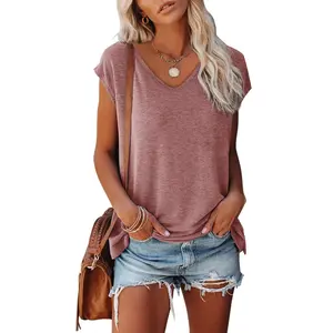 SMEN T Shirts for Women UK Solid Color Cap Sleeve Tank Tops U Neck Casual Shirt
