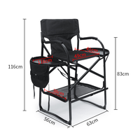Chaise de maquillage en alliage d'aluminium, portable, pliable, multifonctionnelle, chaise de coiffure, chaise de réalisateur d'extérieur à dossier haut noir