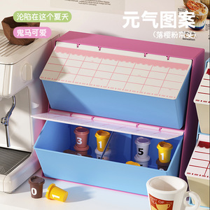 <b>Tea</b> Bag Storage <b>Box</b> Rectangle Lidded Desktop Organizer For Office <b>Tea</b> Room Pink And Green 1156 - Product Image 2