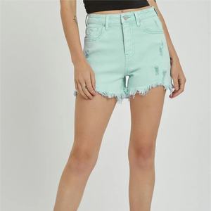 Shorts en jean décontractés d'été pour femmes, taille haute, avec double bordure décorative, nouvelle mode - Product Image 1