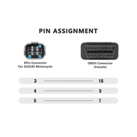 Cable de Diagnóstico OBD2 de Alta Calidad para Motocicletas de 12V, Adaptador de 6 Pines, Conector Hembra, PVC/Plástico Negro, Compatible