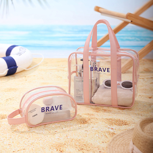 Bolsa de maquillaje de viaje, bolsa de playa con separación de seco y húmedo, bolsa impermeable para natación y fitness, bolsa transparente para maquillaje, bolsa de mano. - Product Image 4