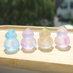 Go For A Swim Resin Gourd Figurine Mini Decorative Ornament With Chinese Blessing Labels For Home Or Gift - Product Image 1