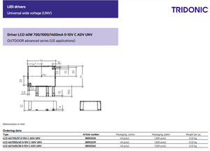 Tridonics 28002226 5 años de garantía 700MA 0-10V Salida 28-57V IP67 40W Fuente de alimentación Led - Product Image 3