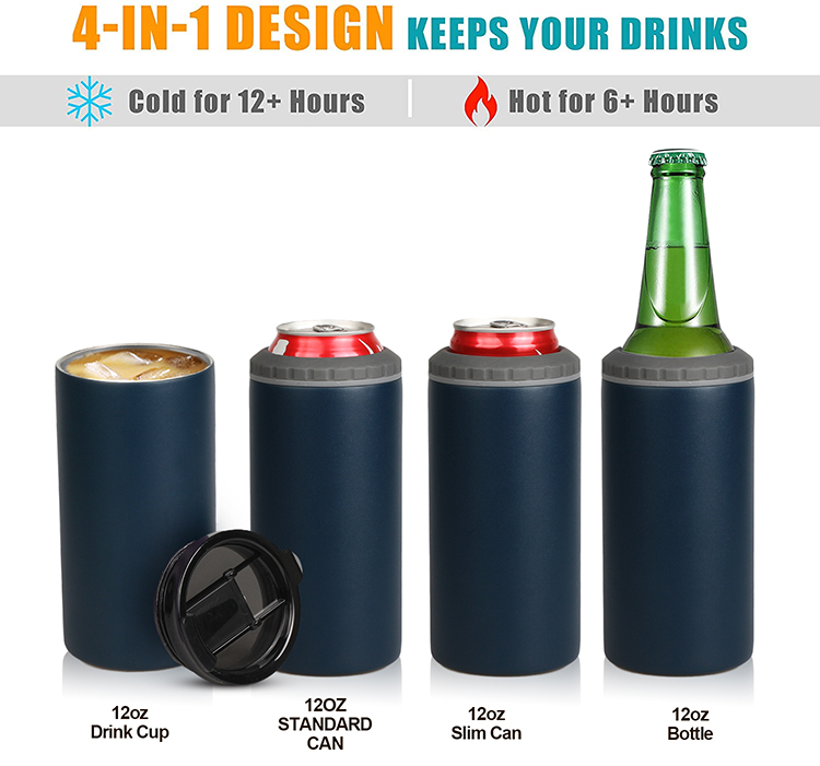 China 16oz Slim Can holders Sublimation Stainless Steel 4 In 1 Tumbler
