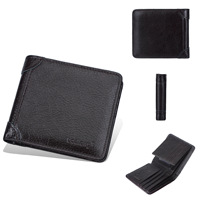 Dompet Pendek Pria Kulit Asli Baru dari Baellerry dengan Banyak Slot Kartu, Dompet Sederhana Retro Kecil untuk Pria
