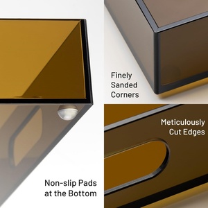 Plateau de service décoratif en acrylique fait main jetable avec poignées pour table basse ottoman, bar, cuisine, fête - <span class=keywords><strong>Ambre</strong></span> - Product Image 3