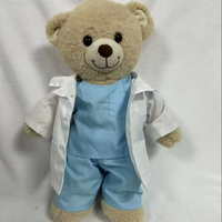Ours en peluche mignon personnalisé en usine, en coton doux, brodé avec un costume de docteur, rembourrage en PP, accessoires de jouet cadeau