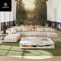 Meubles de salon haut de gamme personnalisés Table basse en marbre carrée décorative de luxe pour salon