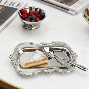 Piatto per Dessert in Acciaio Inox, Vassoio per Snack da Caffè, Frutta Secca, Piatto per Aromaterapia e Conservazione Candele - Product Image 1