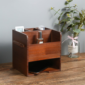 Solid Wood Cutlery Storage Rack Rectangular <b>Open</b> Top With Compartments Standing Type Kitchen Tableware Organizer - Product Image 3