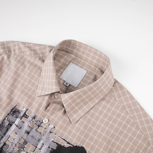 Camisa de Franela a Cuadros Personalizada con Bordado, de Manga Corta, Cuello Camisero, 100% Algodón para Hombre - Product Image 4