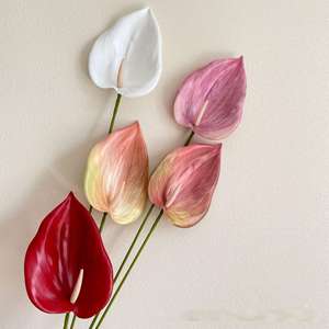 نبات أنثوريوم اصطناعي ثلاثي الأبعاد بتصميم فريد من نوعه، نبات أخضر اصطناعي لتزيين حفلات الزفاف، متوفر بالجملة من المصنع W-A0088 - Product Image 2