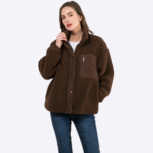 <span class=keywords><strong>Veste</strong></span> chaude personnalisée avec poches zippées pour femmes, manteau en <span class=keywords><strong>velours</strong></span> côtelé, vestes patchwork pour femmes - Product Image 1