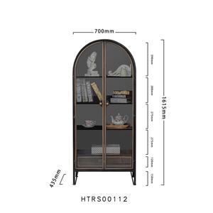 Vitrina de Almacenamiento Negra Estilo Industrial Vintage Shabby Chic con Puertas de Vidrio, 4 Estantes, 1 Cajón y Patas Metálicas para Sala de Estar - Product Image 6