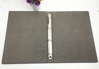 Porte-documents A4 personnalisé en cuir PU gris foncé à 3 anneaux pour classeur à feuilles mobiles, idéal pour catalogue d'entreprise et livre de prix