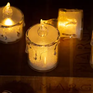 ロマンチックな結婚披露宴の装飾バッテリーLEDフレームレスキャンドル暖かい光LED柱プラスチックキャンドル