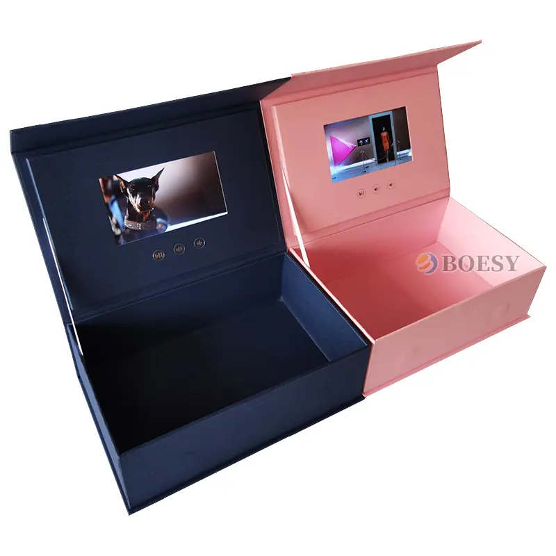 Présentation Marketing cadeau de voeux bijoux anneau écran LCD vidéo brochure boîte-cadeau LCD vidéo boîte pour la promotion