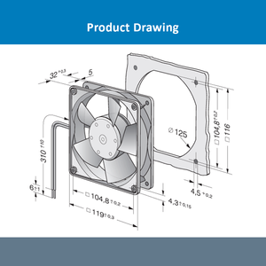Ventilador Axial de Refrigeración Eléctrico ebmpapst AC 4300H 120*120*32mm 12032 230/115VAC 3400RPM 12W 204m3/h OEM/ODM - Product Image 4