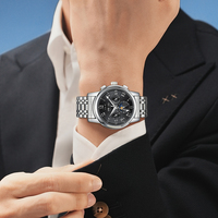 Montre mécanique pour homme Mark Fairwhale, chronographe multifonction, date de la semaine, cadran 24 heures, étanche, lumineuse, sport et affaires, FW-6018