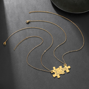 Stainless Steel Puzzle <b>Necklace</b> Electroplated Laser Engraved Clavicle Chain Gift For <b>Friends</b> Unisex Daily Wear Geometry Design - Product Image 2