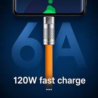 Cable de Datos USB C Tipo C de 120W y 6A con Carga Rápida, Cable con Blindaje Trenzado de Aleación de Zinc y Silicona Líquida para Teléfono, Laptop y Tablet