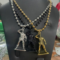 Collier Pendentif Portrait de Guerrier Personnalisé et Amoureux de la Paix en Acier Inoxydable, Style Hip-hop, Inaltérable