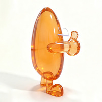 Statue Mascotte Créative en Résine Orange Transparente Écologique, Modèle Adorable de Personnage de Dessin Animé en Forme de Cube qui S'embrasse