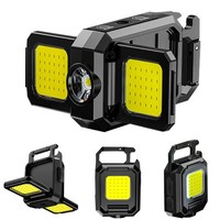Mini Linterna de Trabajo COB Multifuncional con Llavero, Magnética, Plegable, con Soporte de Gancho, Recargable, Portátil, de Bolsillo, para Reparaciones de Garaje