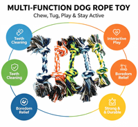 Jouet à mâcher pour chien en corde de coton écologique, tressé, nœud, pour le nettoyage dentaire et l'entraînement