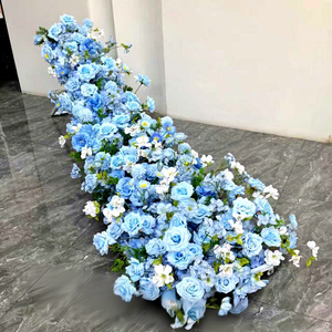 EG-L56 Tapis d'allée en roses bleues artificielles de haute qualité pour une décoration de mariage enchanteuse et une ambiance de la Saint-Valentin - Product Image 2