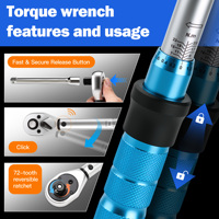 Voreinstellbarer Drehmomentschlüssel 1/4" 2-24N.m Set Bidirektionaler Ratschenkopf mit Steckschlüssel- und Bit-Kit Reparatur-Handwerkzeugkasten