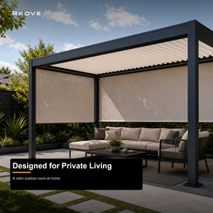 Pérgola Inteligente de Aluminio RKONE RK-C1 Serie C con Techo de Láminas Ajustables Motorizadas, 2 Pantallas Enrollables, para Patio Trasero, Terraza Privada al Aire Libre - Product Image 1