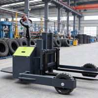 Chariot élévateur électrique robuste, capacité de charge de 2000 kg, stabilisateurs réglables, batterie 24 V, chariot à palettes électrique tout-terrain avec levage hydraulique