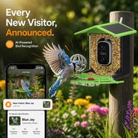 Mangeoire à oiseaux intelligente à énergie solaire avec caméra WiFi, résistante aux intempéries, station d'alimentation pour oiseaux