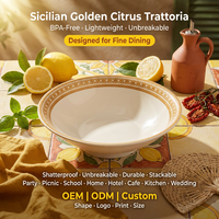 OEM ODM Assiette et bol de service en mélamine doré antique, 10,2 pouces, rond, crème, grand format, pour buffet, traiteur et chili