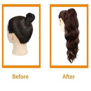 JINRUILI Vente en gros Extensions de queue de cheval synthétiques super douces, longues, crépues et bouclées, avec cordon de serrage et pince à peigne - Product Image 6