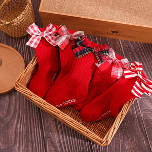 Invierno otoño español Navidad niño niños botines calcetines Medias gran lazo suave algodón Navidad bebé niñas hasta la rodilla calcetín - Product Image 6