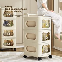 Meuble de rangement sur roulettes de style dessin animé, en polypropylène, pour jouets, collations et rangement pour enfants