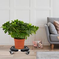 Plateau roulant réglable en PP pour plantes, 38-50 cm, rond avec roulettes, pour usage intérieur et extérieur, emballage pour vente par correspondance