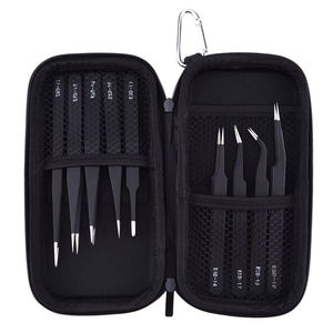 9 piezas de pinzas para extensiones de pestañas suministros al por mayor pinzas Kit OEM ODM con bolsa de almacenamiento LA ELAHI - Product Image 1