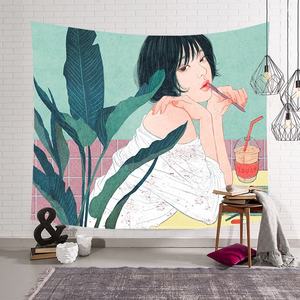 Raffiné romantique Premium Ambiance chambre esthétique porte rideau Comics Happy Time série tenture murale Polyester tapisseries - Product Image 5