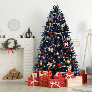 Pre-installed Lights Black <b>Christmas</b> Tree Artificial Holiday <b>Decorations</b> for Home, <b>Office</b>, Halloween Party <b>Decorations</b> - Product Image 3