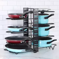 Choix Articles ménagers amusants cuisine supports de rangement organisation trucs comptoir armoire casserole support réglable Pot couvercle support