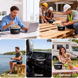 Boîte à lunch chauffante électrique sans eau rechargeable 80W avec fonction minuterie pour les voyages et les chantiers - Product Image 2